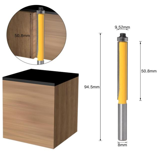 Kit Fresas Retas Longa de 8mm com Rolamento - RouterLong