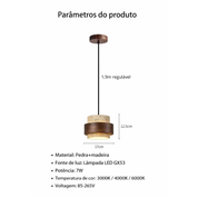 Pendente Luminária Pedra, Estilo Minimalista