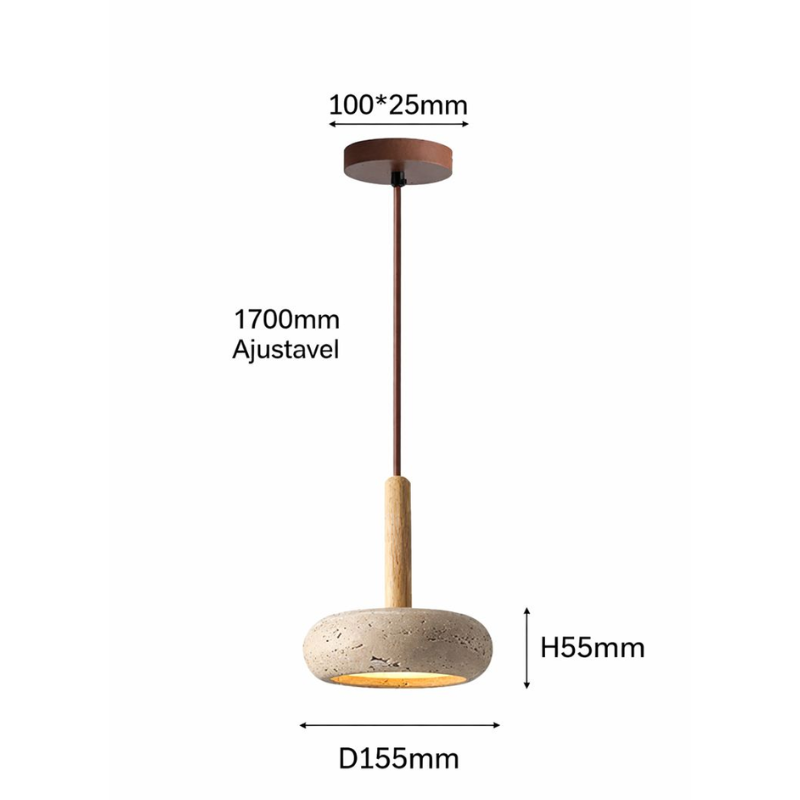 Pendente em Mármore Pedra Amarela LED
