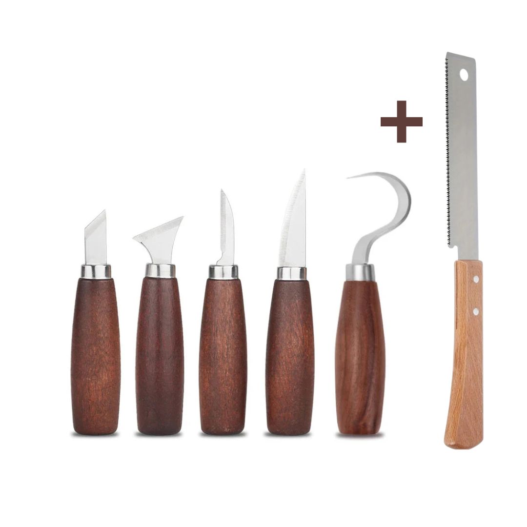 Kit de Entalhe em Madeira com 5 + 1 Serrote Japonês de Brinde