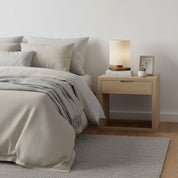 Abajur Luminária de Mesa com Cúpula em Linho Natural - Base em Madeira Pinus