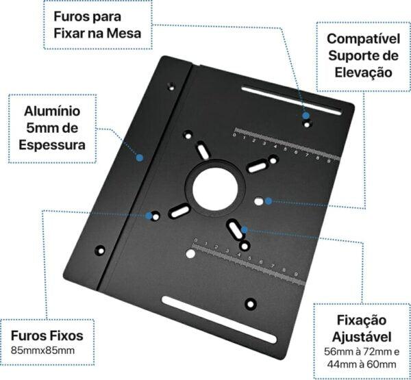 Placa InvertRouter Pro Black com Elevação para Tupia Manual