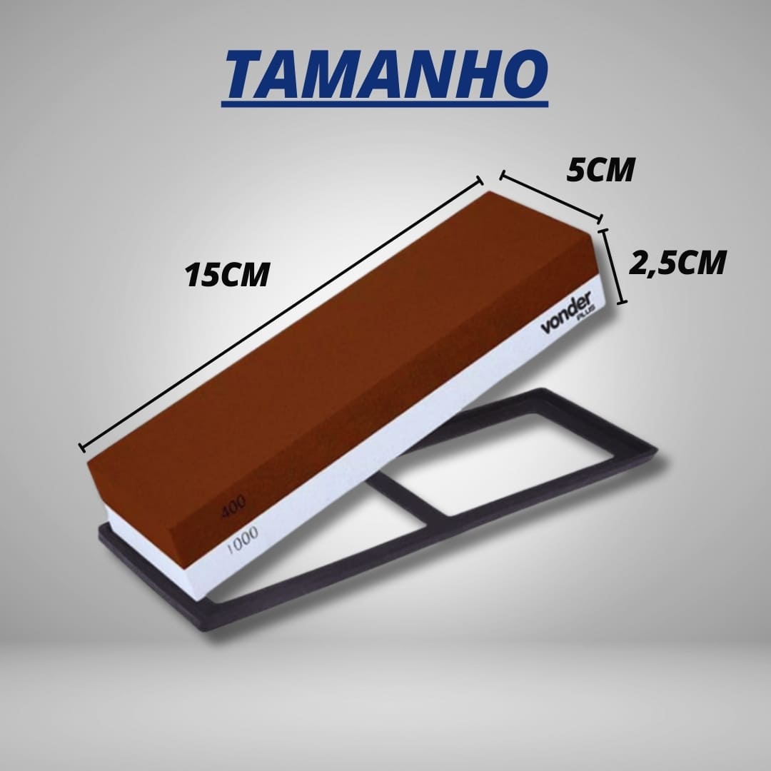 Pedra 6" Afiar Amolar Dupla Face Granulação 400 1000 2 em 1 - Vonder