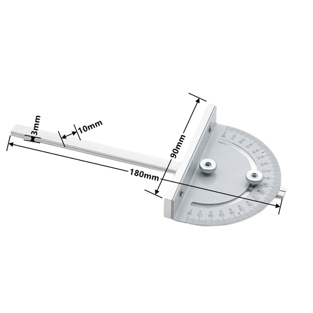 Transferidor de 180° grau para Bancada de Tupia Invertida