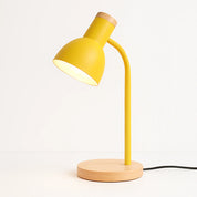 Luminária de Mesa Moderna com Base de Madeira