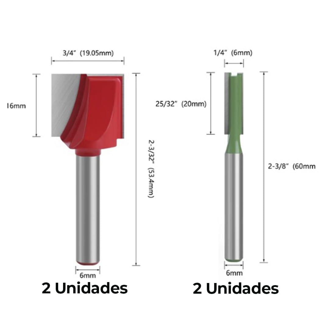 4 Fresas Retas de 6mm - StraiRouter