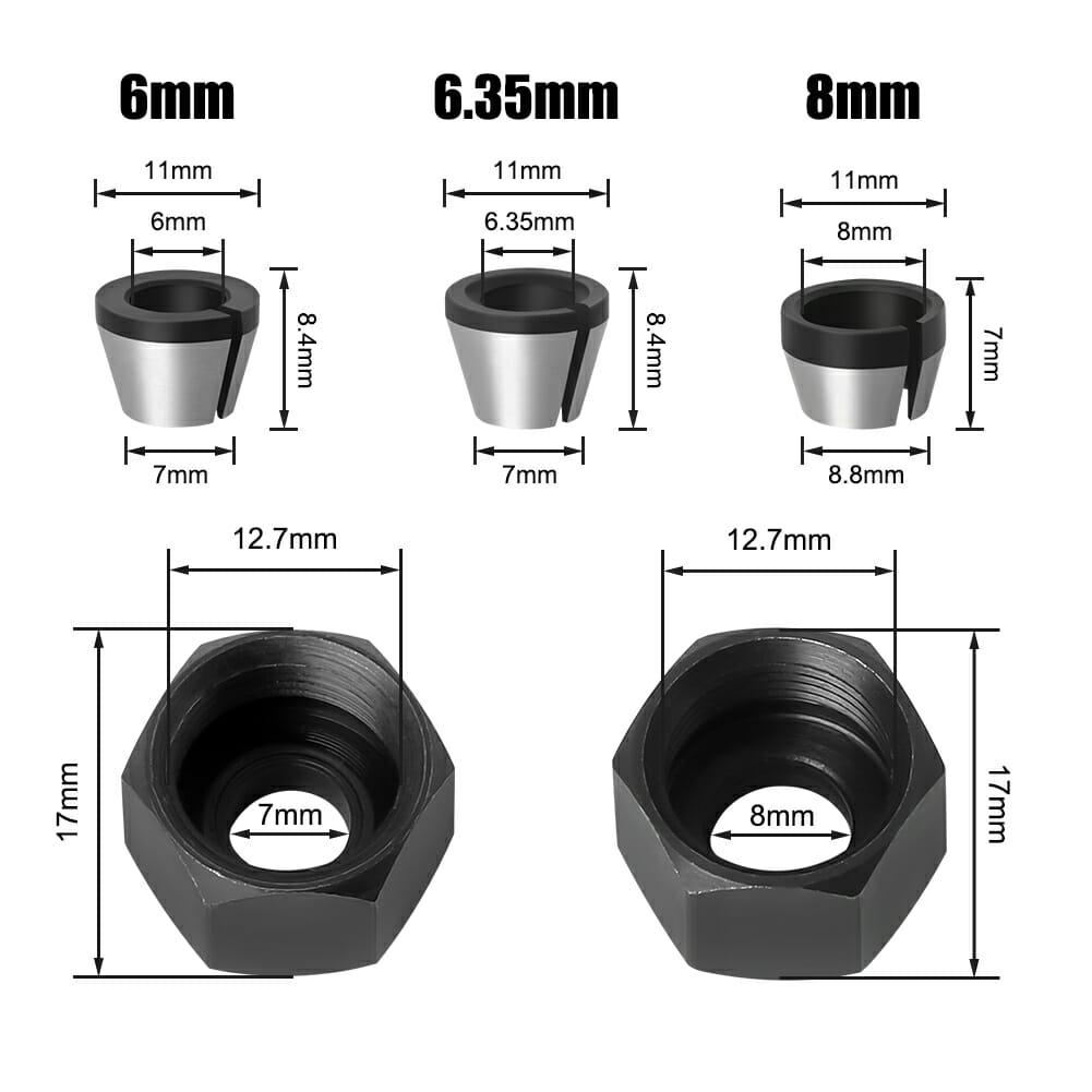 Kit Porcas e Pinças 6mm + 6.35mm + 8mm + para Tupia