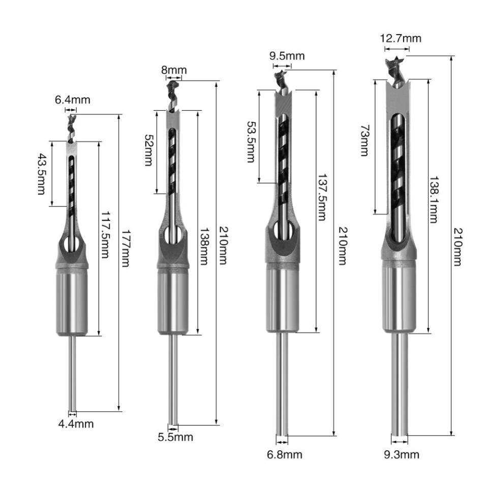 Kit Brocas Fura Quadrado 4 Peças - Maxdrill