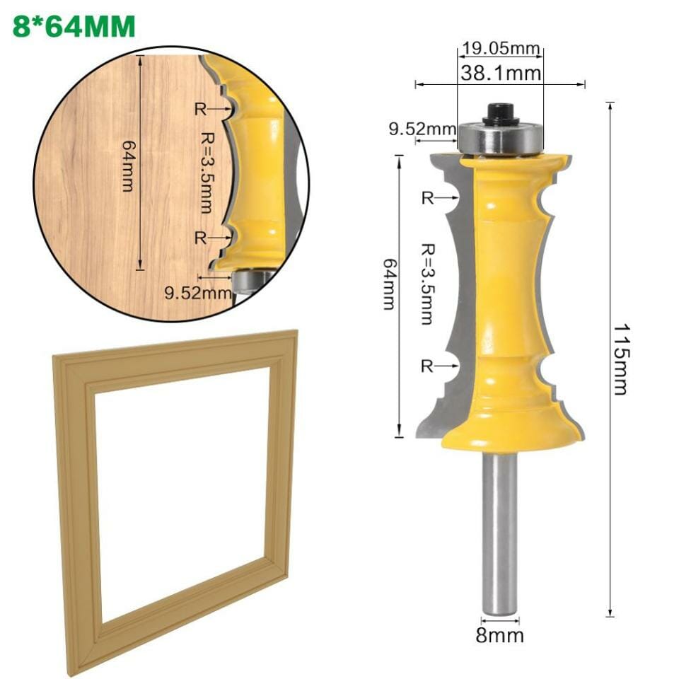 Kit Fresas Moldura RouterFrame de 8mm para Tupia