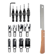 Kit de Brocas para Cavilha e Escareador com Serrote Japonês - 14 Peças