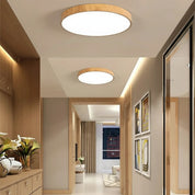 Nordic moderno conduziu a luz de teto luminária redonda com detalhes em madeira para o quarto sala estar estudo corredor decoração interior