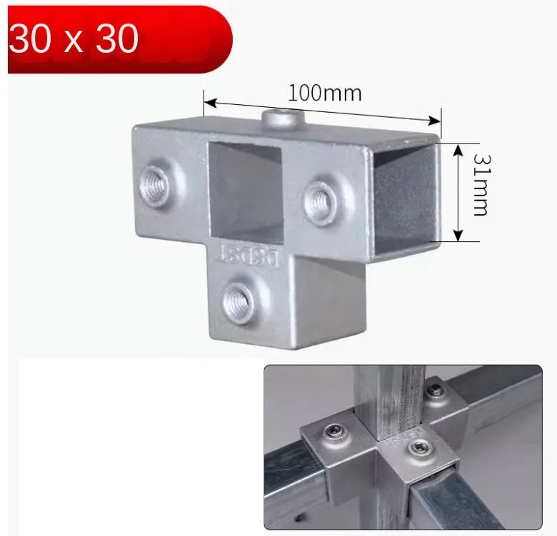 Conector Quadrado Estrutural em Liga de Alumínio 30x30mm