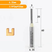 Fresa Reta de Tungstênio Arden para Tupia e CNC – Haste 6.35mm 1/4"