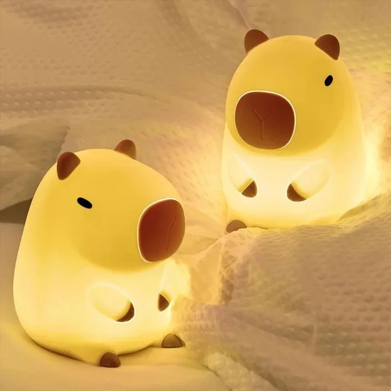 Bonito animal de estimação capivara luz da noite dos desenhos animados silicone criativo cabeceira sono noite lâmpada para decoração do quarto presente aniversário liquidação