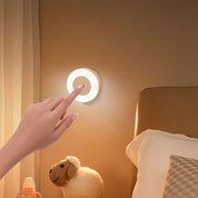 Lâmpada de parede led redonda recarregável luz noturna com interruptor toque regulável luz livro magnético para leitura quarto armário