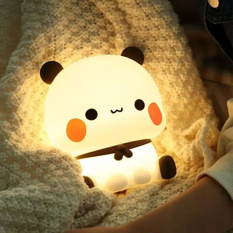 Kawaii panda led night light lâmpada bonito dos desenhos animados pat lâmpada animal quarto decorativo sala de estar bonecas presentes crianças bebê luz da noite