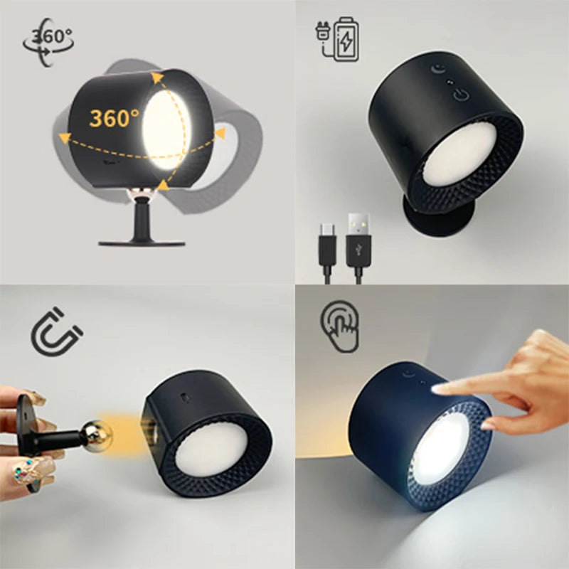 Lâmpada de Parede LED com Iluminação Dupla, Controle Remoto e Rotação 360°