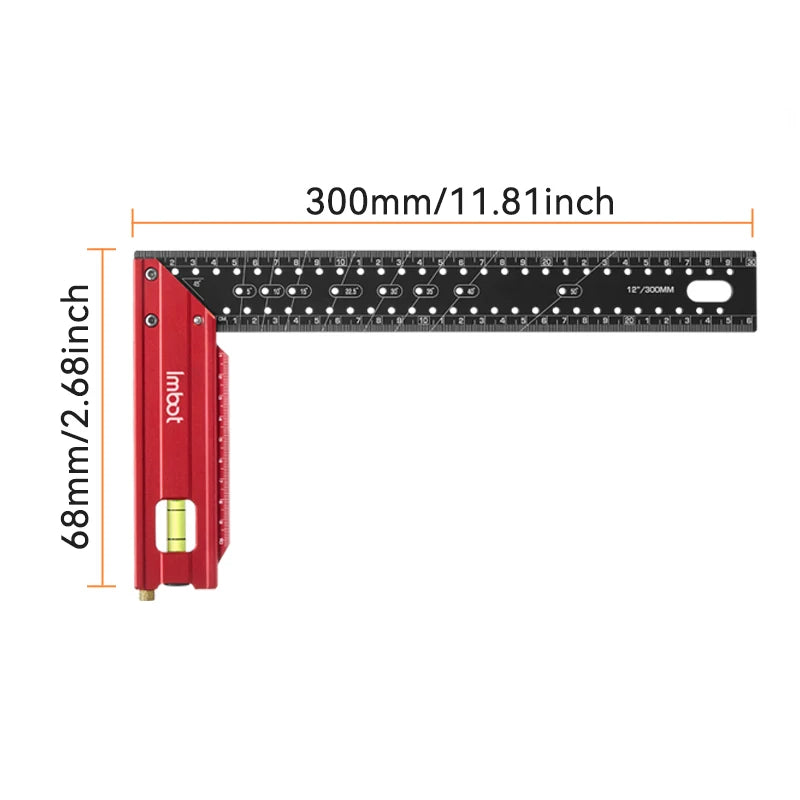 Esquadro de Precisão com Nível de Bolha - AngleMaster Red