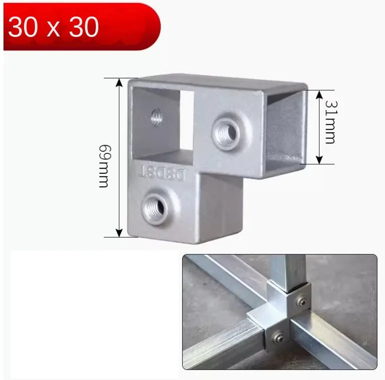 Conector Quadrado Estrutural em Liga de Alumínio 30x30mm