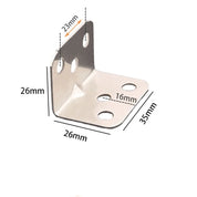 Código de canto em forma de l de aço inoxidável, 20 peças, 90 graus laminado, placa de móveis, hardware, ângulo reto, suporte, armários pequenos