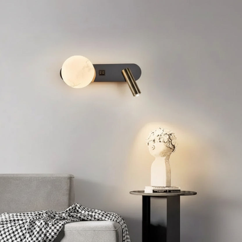 Lâmpada de parede moderna nórdica, preto e branco, minimalista, sala de estar, sofá fundo, luz decorativa, quarto luxuoso, cabeceira
