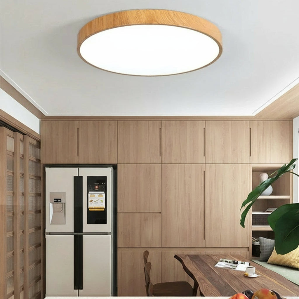 Nordic moderno conduziu a luz de teto luminária redonda com detalhes em madeira para o quarto sala estar estudo corredor decoração interior