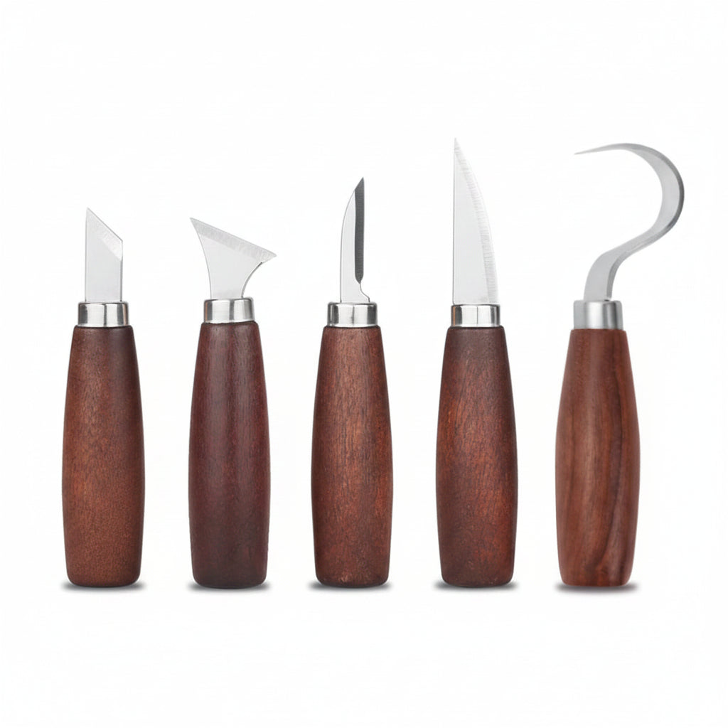 Kit de Entalhe em Madeira com 5 Ferramentas - Precisão para Escultura e Artesanato.