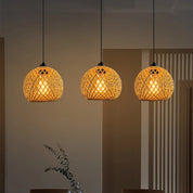 Luminária pendente de bambu, luminária suspensa artesanal de rattan, restaurante, sala de jantar, iluminação interna