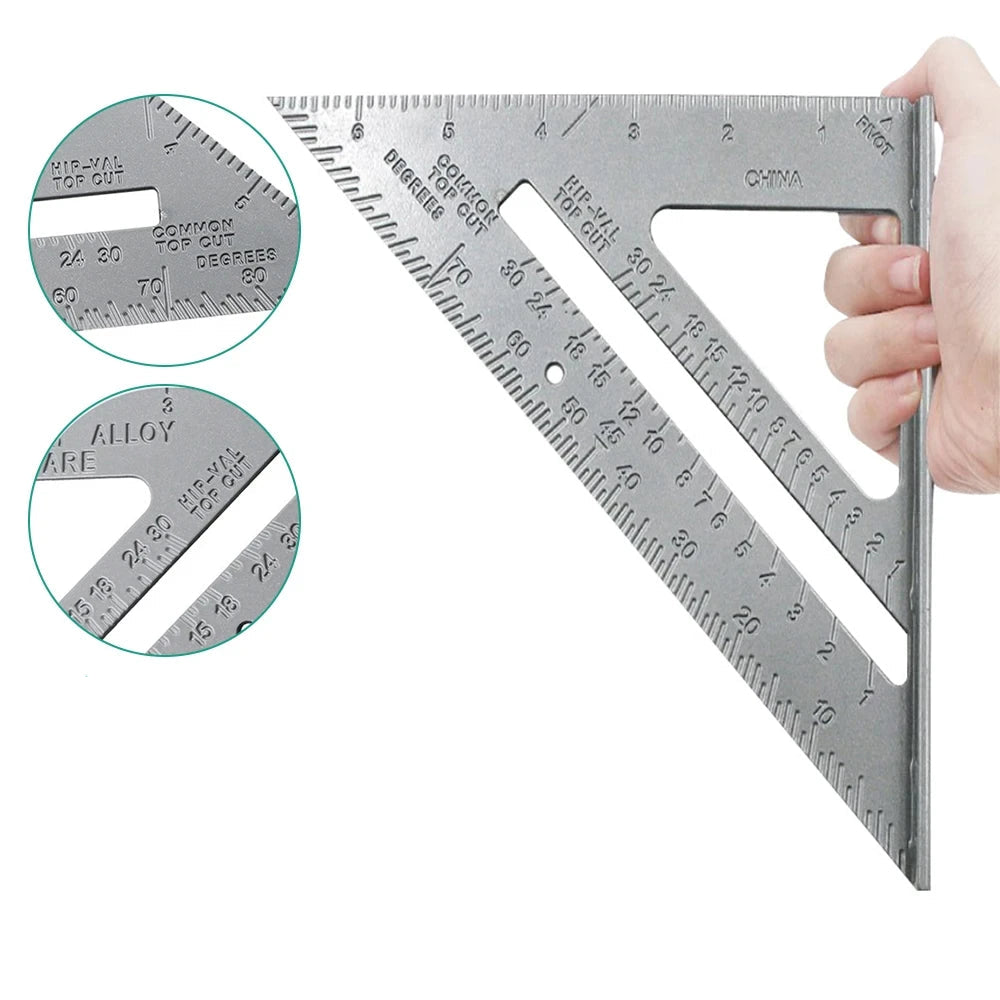 Trípode britânico de 7 polegadas, transferidor de ângulo de alumínio para marceneiros, ferramentas de carpinteiro, ângulo reto de couro grosso de 90 graus