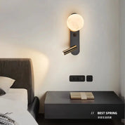Lâmpada de parede moderna nórdica, preto e branco, minimalista, sala de estar, sofá fundo, luz decorativa, quarto luxuoso, cabeceira