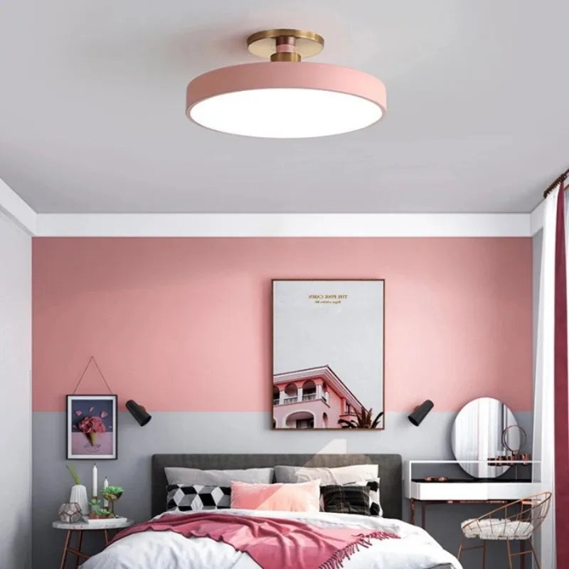 Nordic led luz de teto moderno macaron circular remoto escurecimento lustre sala estar quarto estudo decoração interior luz