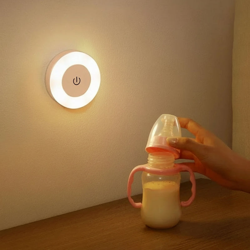 Lâmpada de parede led redonda recarregável luz noturna com interruptor toque regulável luz livro magnético para leitura quarto armário