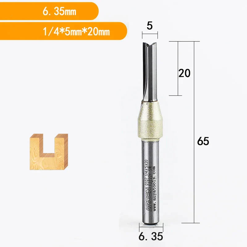 Fresa Reta de Tungstênio Arden para Tupia e CNC – Haste 6.35mm 1/4"