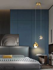 Moderno simples pingente de cristal luz luxo quarto cabeceira pendurado lâmpada nordic minimalista longa linha sala estar decoração casa