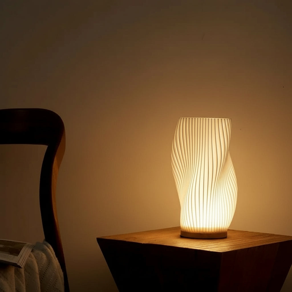 Lâmpada de mesa 3d plissada, lâmpada de cabeceira para quarto, 3 níveis reguláveis, luz noturna led, cafeteria, cartão, assento, atmosfera