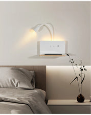 Indoor Lâmpada De Parede LED Com Interface USB E Carregamento Sem Fio Moderna 360 ° Rotatable Luz De Parede Com Interruptor Luzes Da Noite De Cabeceira