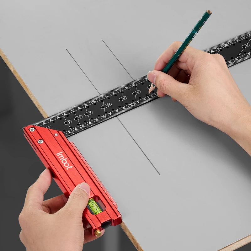 Esquadro de Precisão com Nível de Bolha - AngleMaster Red