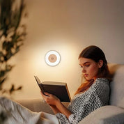 Lâmpada de parede led redonda recarregável luz noturna com interruptor toque regulável luz livro magnético para leitura quarto armário