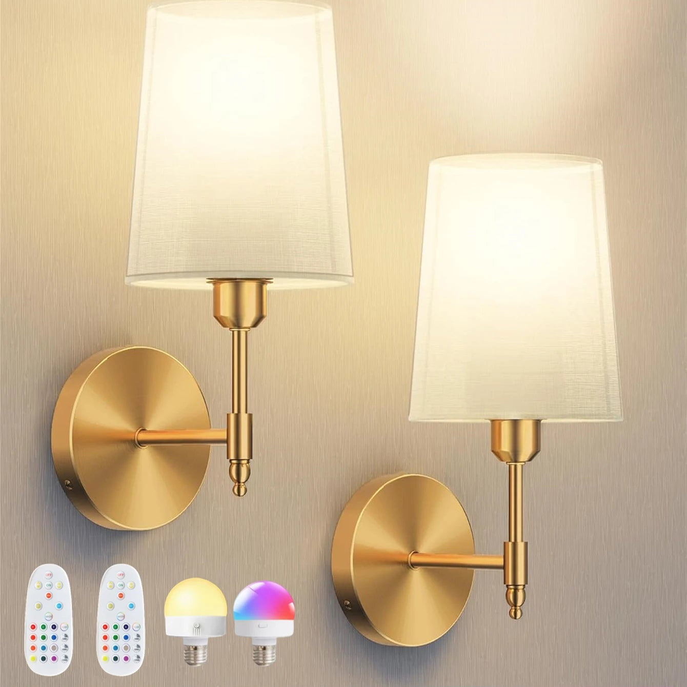 Fita de parede alimentada por bateria recarregável sem fio 4000 Mah Lâmpada removível regulável e controle remoto, lâmpada de parede sem fio de 15 cores para decoração de corredor de quarto e sala de estar