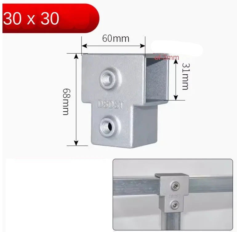 Conector Quadrado Estrutural em Liga de Alumínio 30x30mm