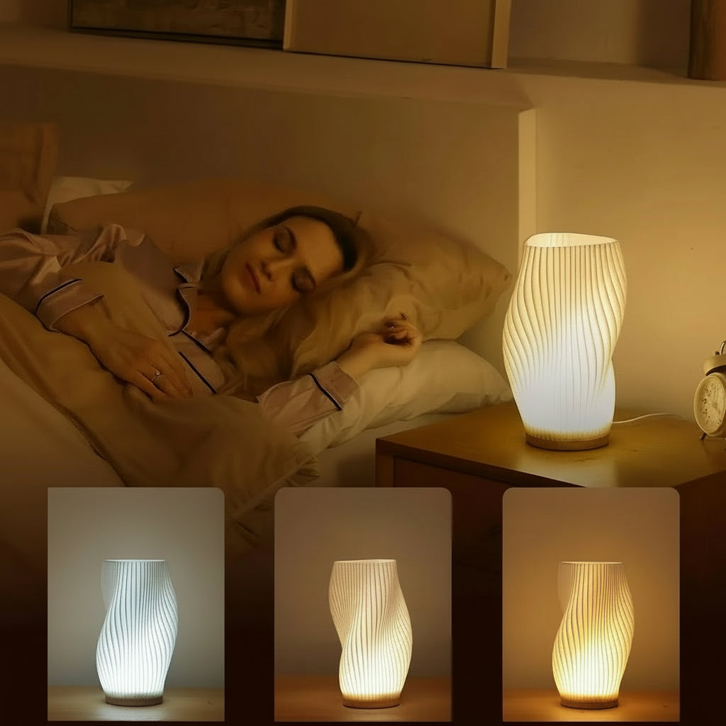 Lâmpada de mesa 3d plissada, lâmpada de cabeceira para quarto, 3 níveis reguláveis, luz noturna led, cafeteria, cartão, assento, atmosfera