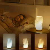 Lâmpada de mesa 3d plissada, lâmpada de cabeceira para quarto, 3 níveis reguláveis, luz noturna led, cafeteria, cartão, assento, atmosfera