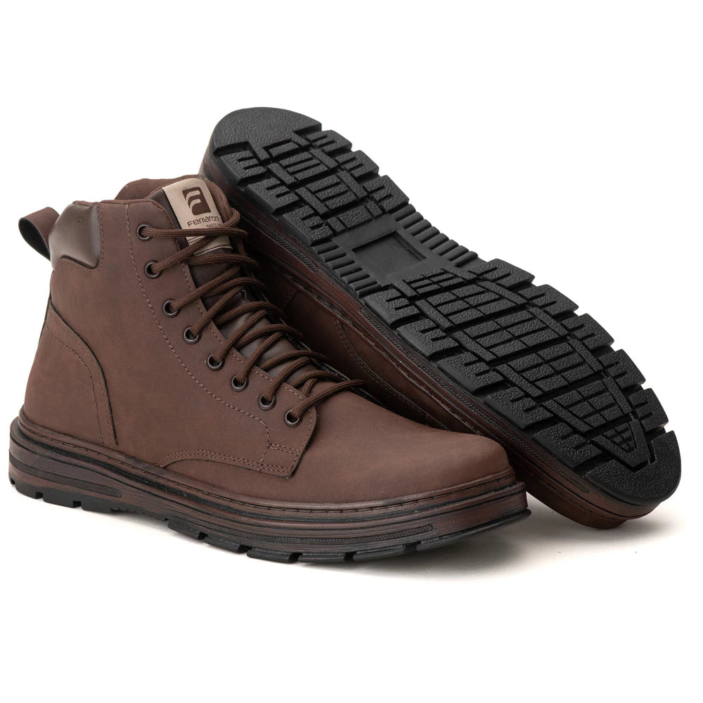 Bota Coturno EcoStep Masculino Com Ziper e Solado de Borracha Costurado Antiderrapante