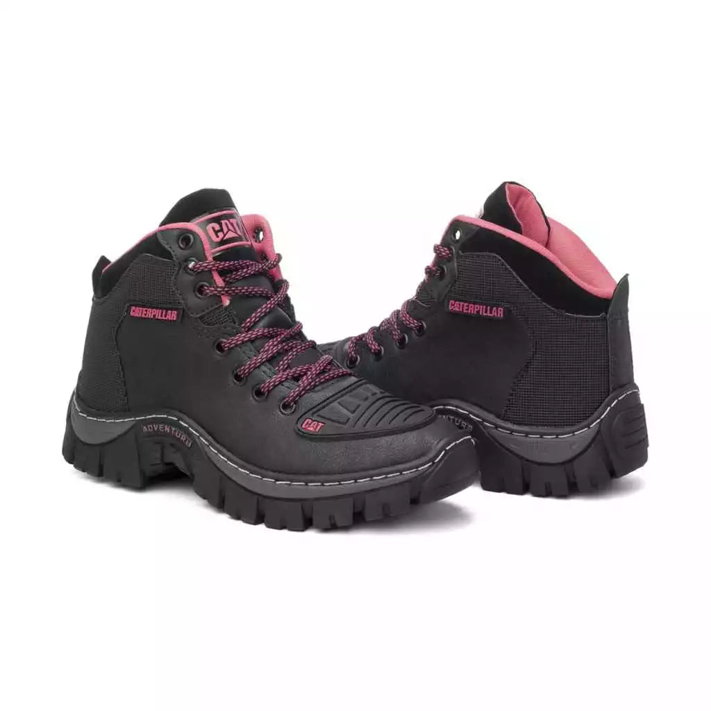 Bota Feminina Adventure Coturno Rosa Motoqueira com Palmilha Gel