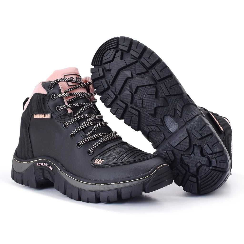 Bota Feminina Adventure Coturno Rosa Motoqueira com Palmilha Gel