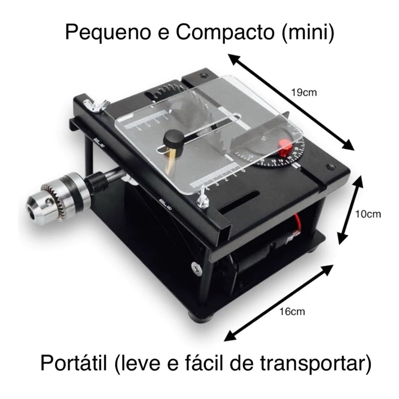 Mini Serra Bancada Portátil 2 em 1 Serra e Lixadora - SawSlice Pro