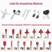 Tupia Manual Laminadora 800W 6mm - Kit com 15 Fresas