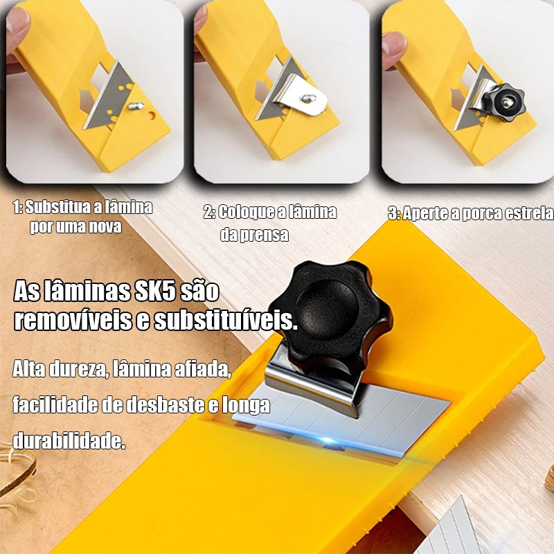 Plaina Refiladora 45º para Fita de Borda MDF Drywall Gesso Madeira com Corte Duplo