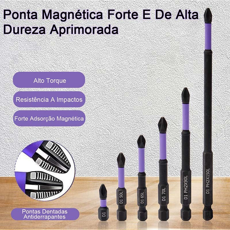 Conjunto de Bits Magnéticos Antiderrapantes para Ferramentas Elétricas