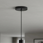 Pendente Chapéu Vidro Ice Branco, Acabamento Preto, Cabo Ajustável